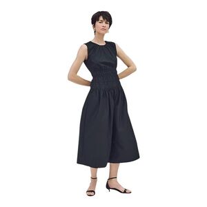 J Crew Hyacinth Sleeveless Cotton Midi Womens Size L Black Fitted Waist